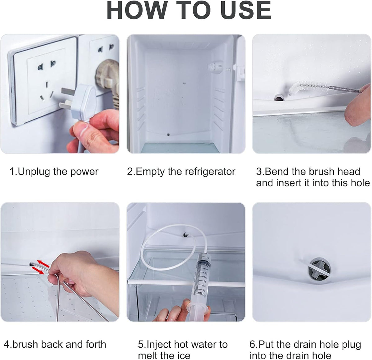 8pcs Refrigerator Drain Hole Cleaning Set Compatible with Refrigerators