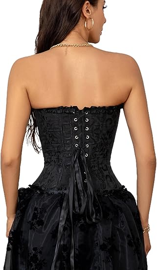 Corset Tops for Women Black XS Lace Bustier Push Up Bodysuit Shapewear