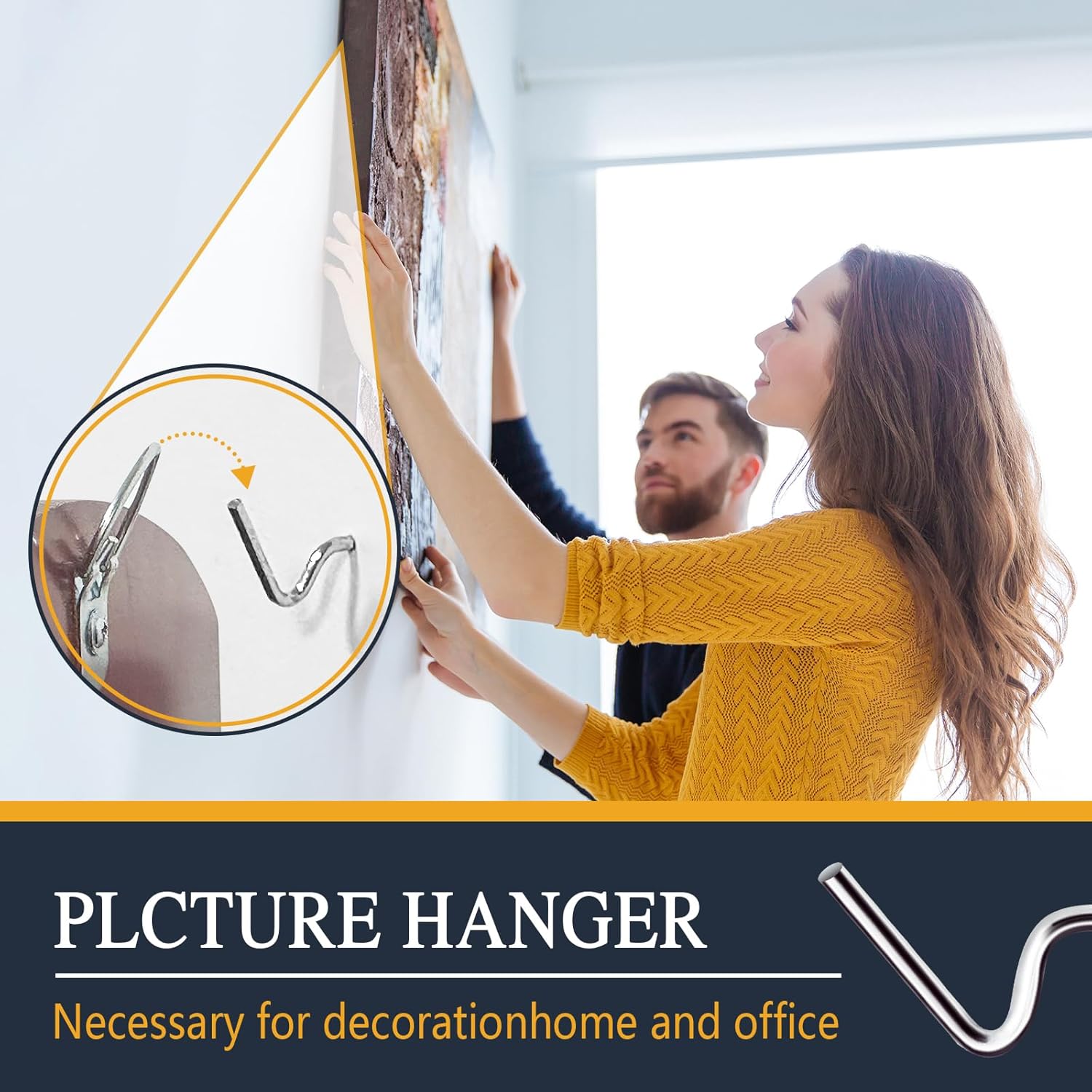 Picture Hanger Super Hook 20PCS,High-Quality Steel Picture Hanger Hercules Hooks,Used for Drywall, Wood Wall, Plaster Wall, can Hang Photos, Art, Clock, Mirror.