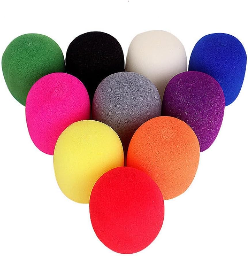 Microphone Cover, Thick Colorful Foam Mic Cover, Handheld Stage Microphone Windscreen, Reusable Foam Covers， Foam Micro Filter for Most Handheld Microphone for Karaoke DJ - 10 Pieces