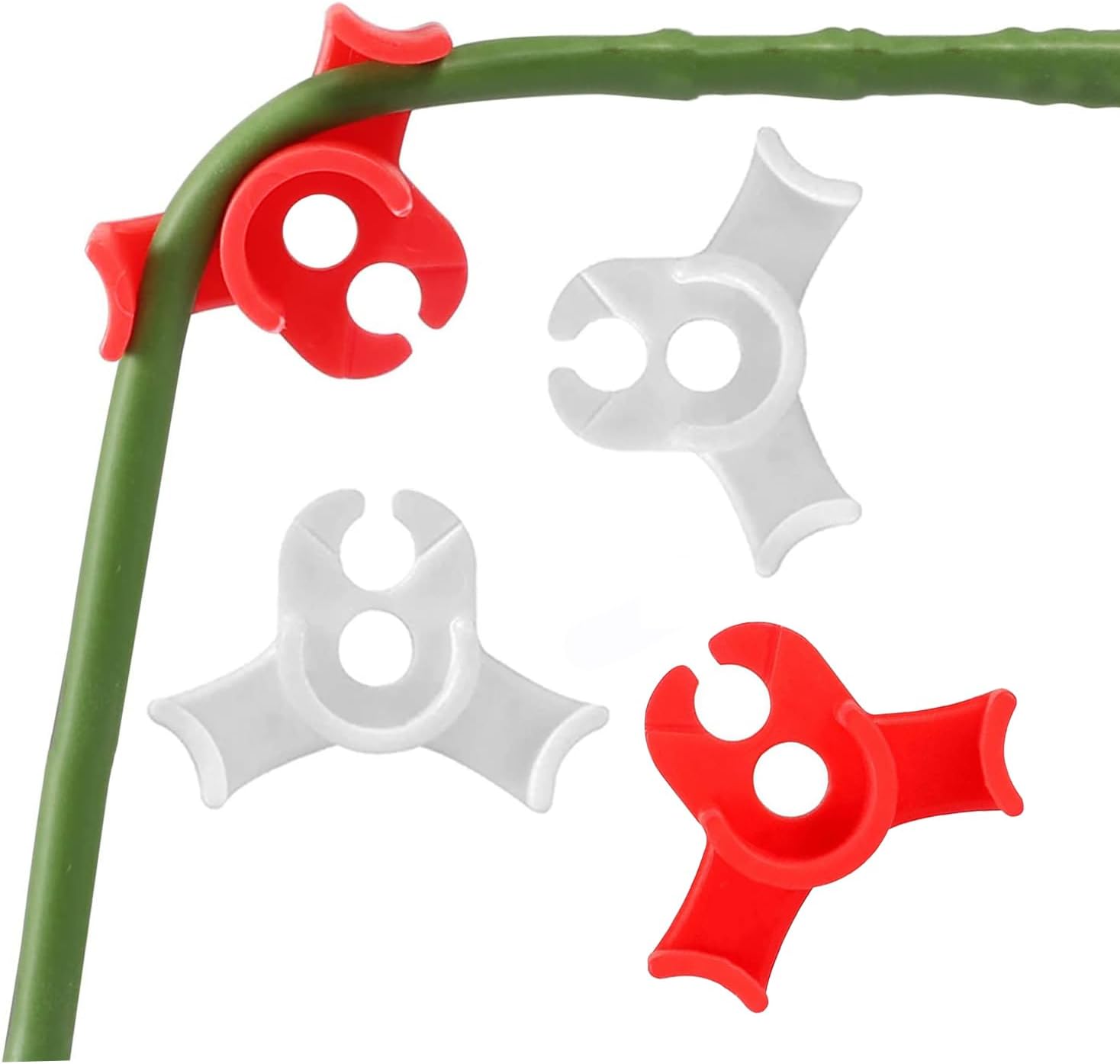 40 Pcs Low Stress Training Clips, 90 Degrees Plant Trainer Bud Plant Bender Plant Training Clips Bud Bender for Plant Gardening - White and Red