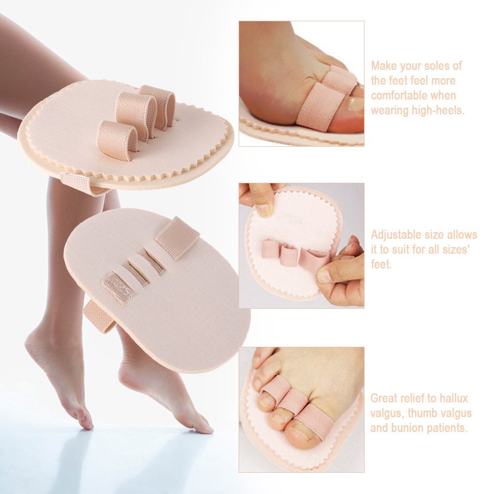 Toe Splint & Straightener, Adjustable Loops Hammer Toe Correctors Brace w/ Slip-on Cushion Metatarsal Pads for Claw Curled & Crooked Toes - Support Guard for Pre Post Surgery (3 loops 1 pair)