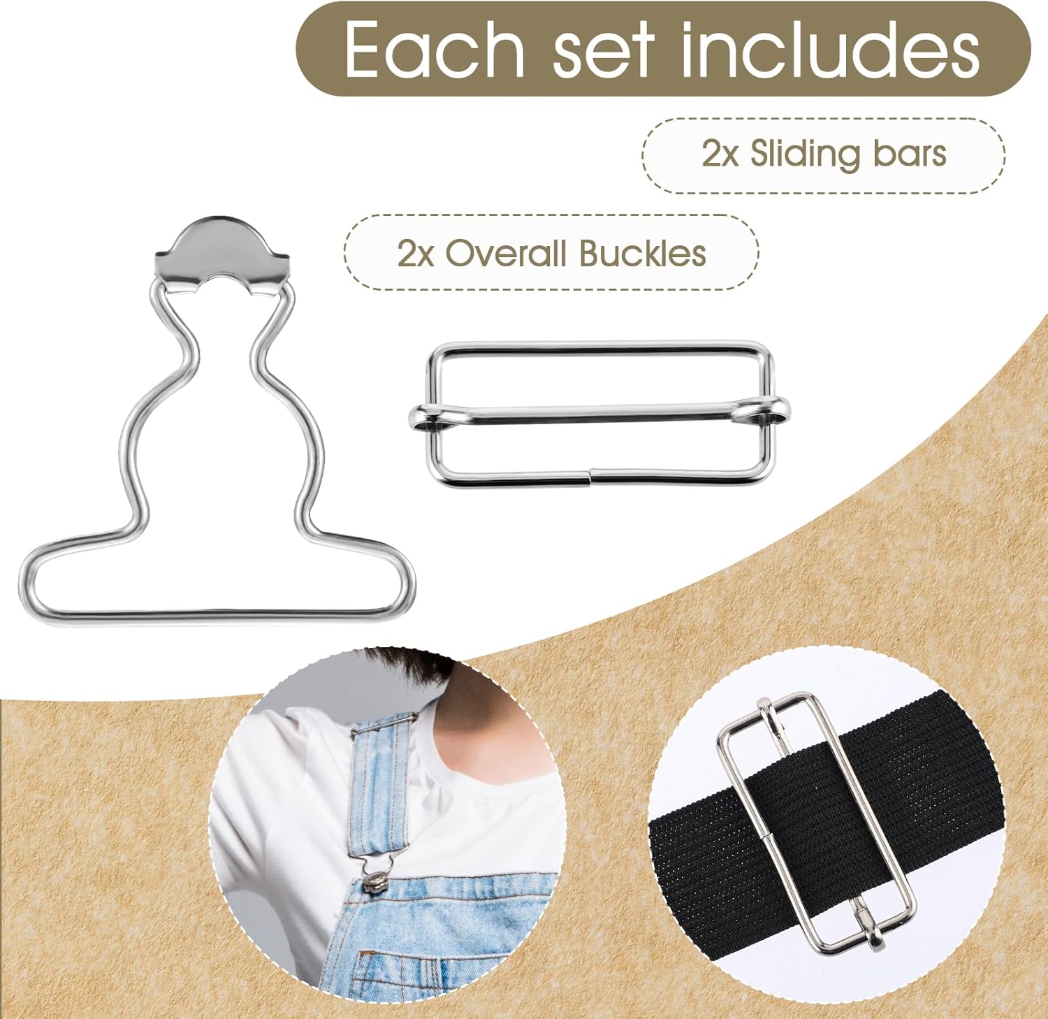 2PCS Jean Overalls Overall Buckles Adjustable Bib Clips No-Sew Button for Overall Bib Pants overalls Jeans Jacket