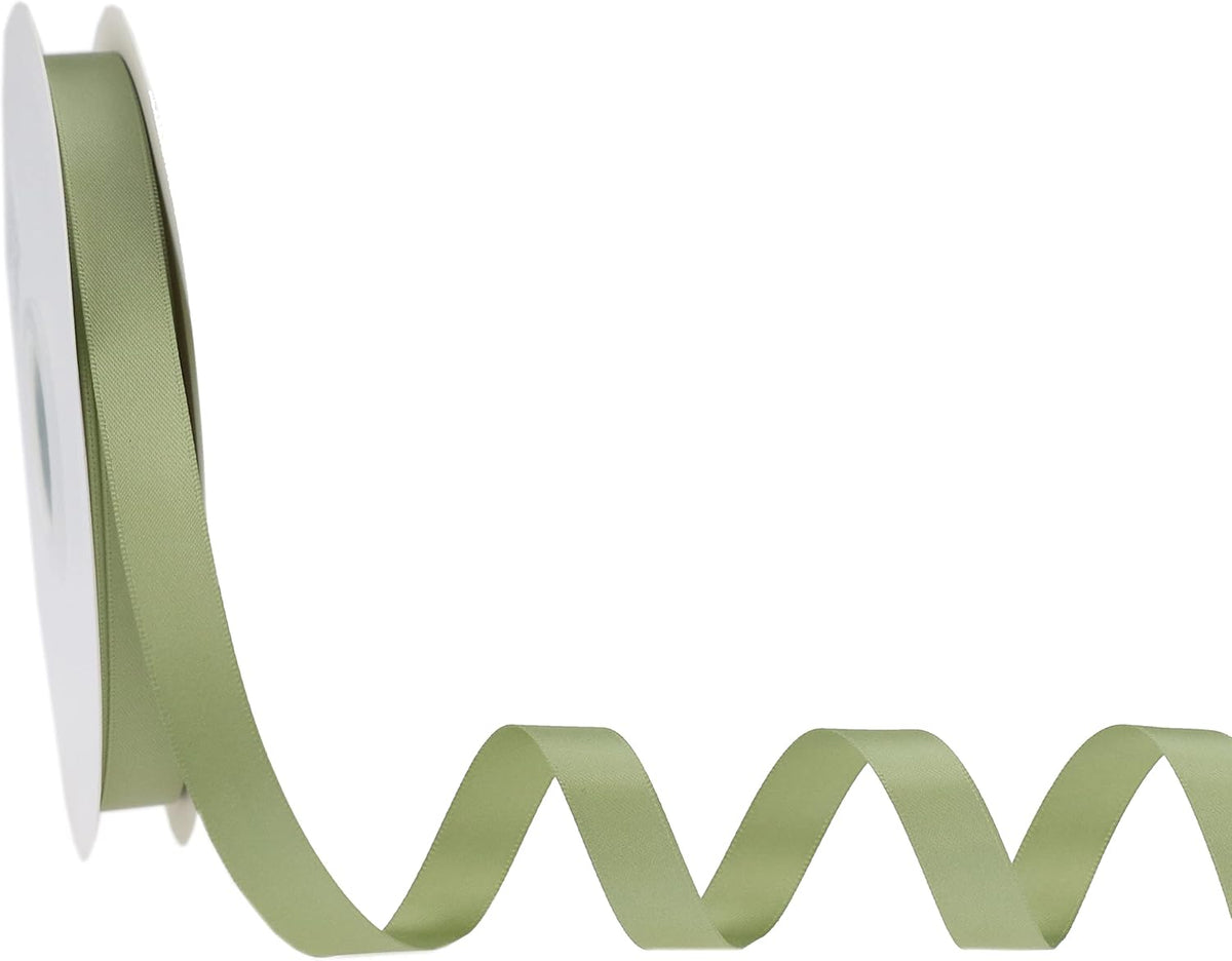 Sage Ribbon 1/2 Inch Sage Green Satin Ribbon Green Silk Ribbon for Wedding Decor Thin Sage Green Ribbon for Gift Wrapping Hair Ribbon for Craft - 50Yards