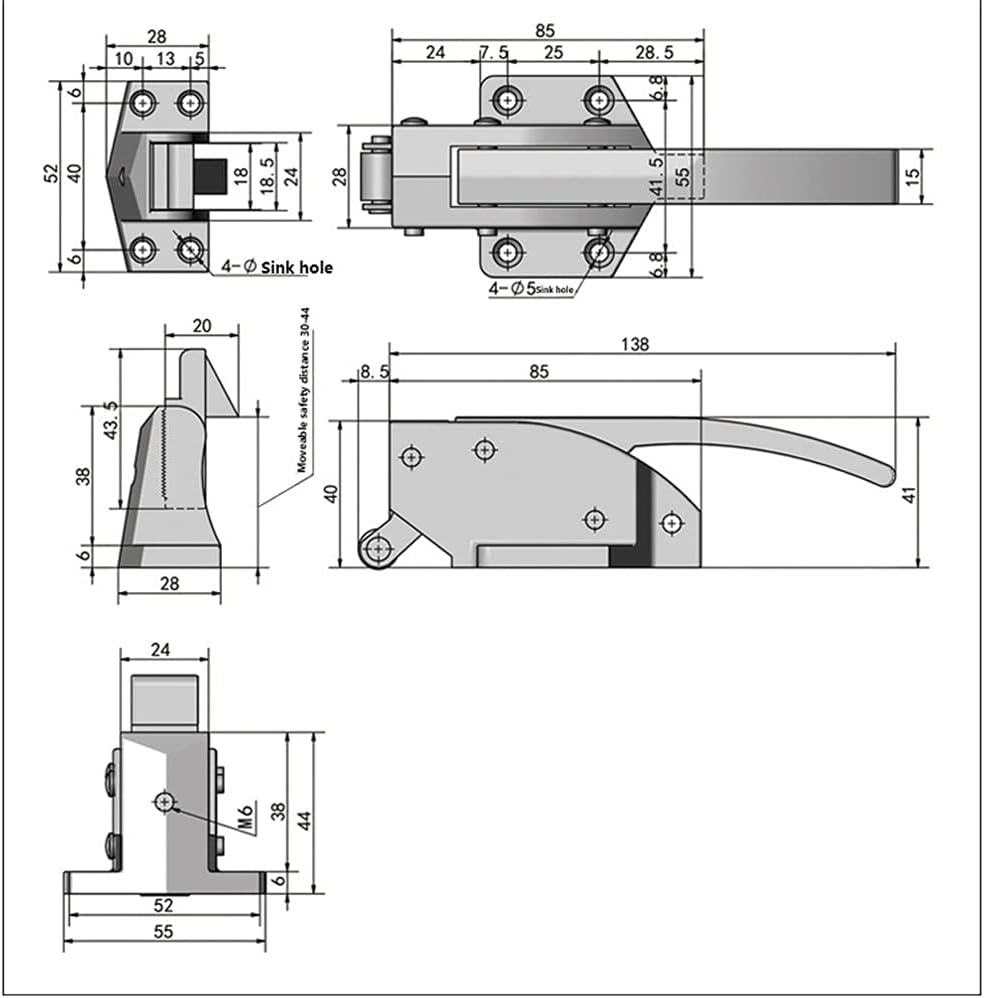 Freezer Handle,Walk-in Cooler Door Handle, Adjustable Latch Spring Loaded Walk in Freezer Cooler Grip Industrial Machinery and Equipment Refrigerator Oven Refrigerator Door Handle