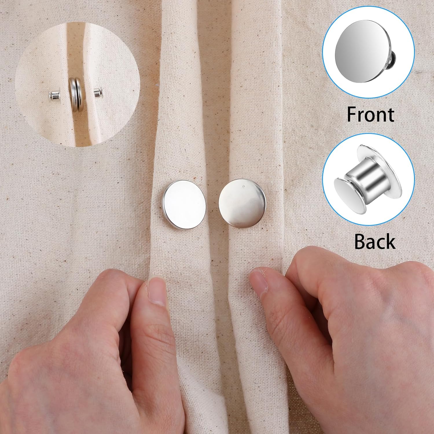 10 Pairs Magnetic Curtain Clips, Curtain Weights Magnets with Back Tack, Magnetic Holder Buckle Closer for Drapery, Prevent Lights from Leaking for Home Bedroom Office Curtain Draperies