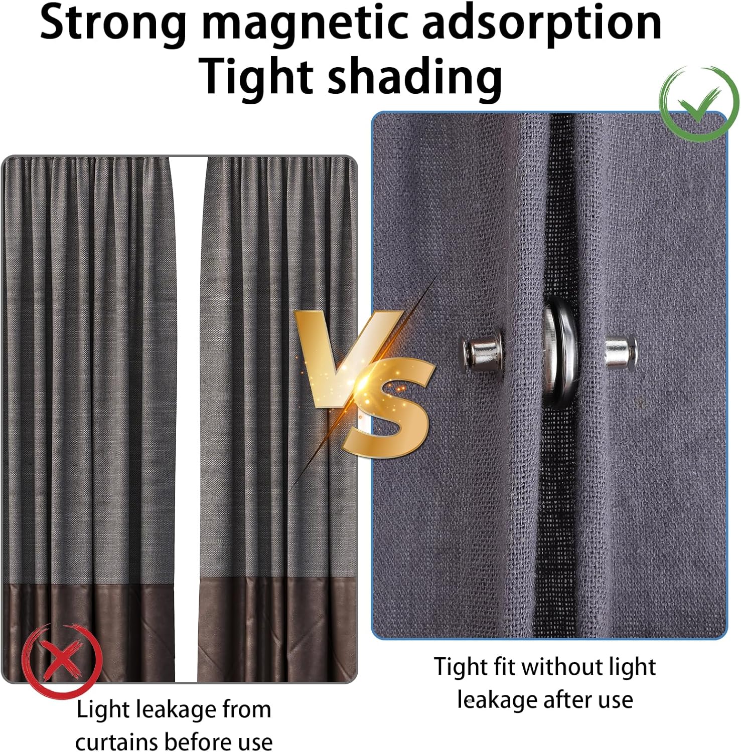 10 Pairs Magnetic Curtain Clips, Curtain Weights Magnets with Back Tack, Magnetic Holder Buckle Closer for Drapery, Prevent Lights from Leaking for Home Bedroom Office Curtain Draperies