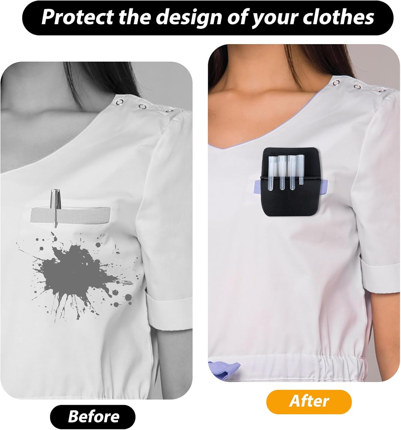 Pocket Protector, PU Leather Pocket Organizer, Pocket Pouch for Men Pocket Shirt Lab Coat for School Office Hospital Supplies