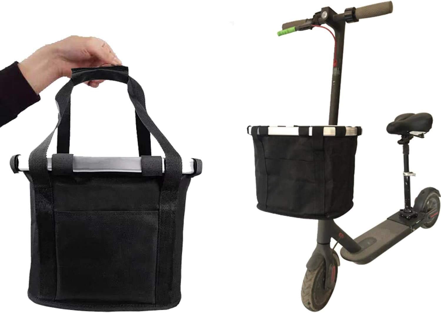 AISHFP Adult Electric Scooter Baskets, Folding Bicycle Basket Front Storage Shrink Pocket Closure Canvas Waterproof Car Basket for Scooters and Bikes, 26X24x34cm