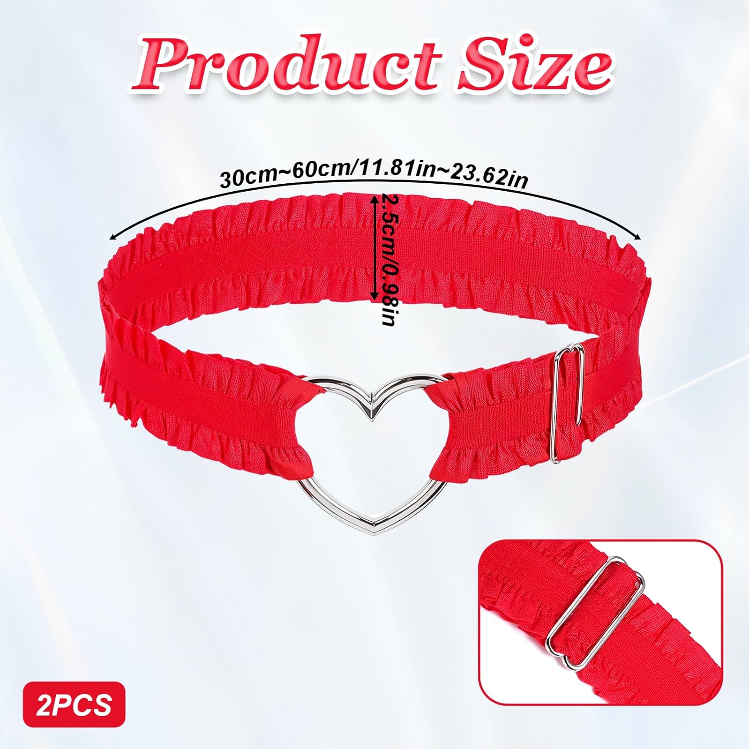 2 Pcs Adjustable Heart Lace Thigh Garters, Red Heart Garters Belt, Elastic Leg Garters Belt for Women