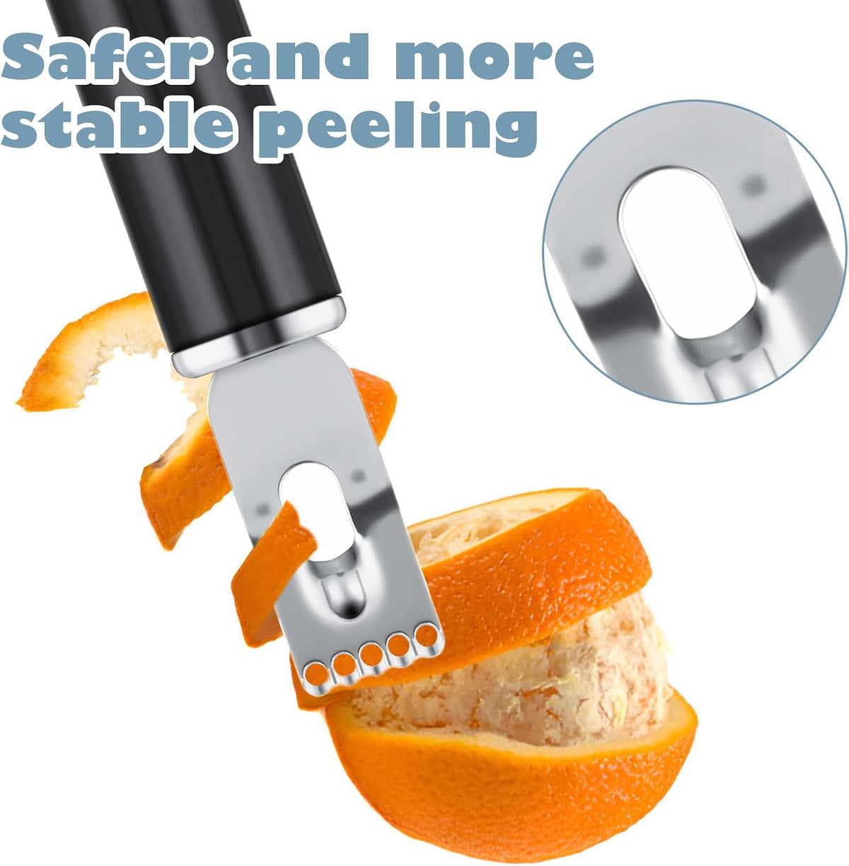 2 in 1 Channel Knife, Lemon Zester Tool, Ultra Sharp Lemon Twist Peeler for Cocktail Garnish, Stainless Steel Orange Citrus Fruit Rind Peel, Home Bar Kitchen Accessories (Silver)