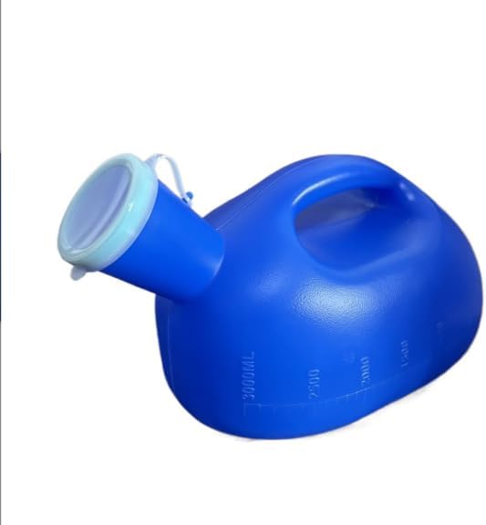 Thick Plastic Mens Bedpan Bottle with Lid Urinals for Men 3000 ml/100 oz Portable Male Urinal Urine Collection Container for Adults/Large Plastic Pee Holder for Hospital,Incontinence,Elderly,Travel