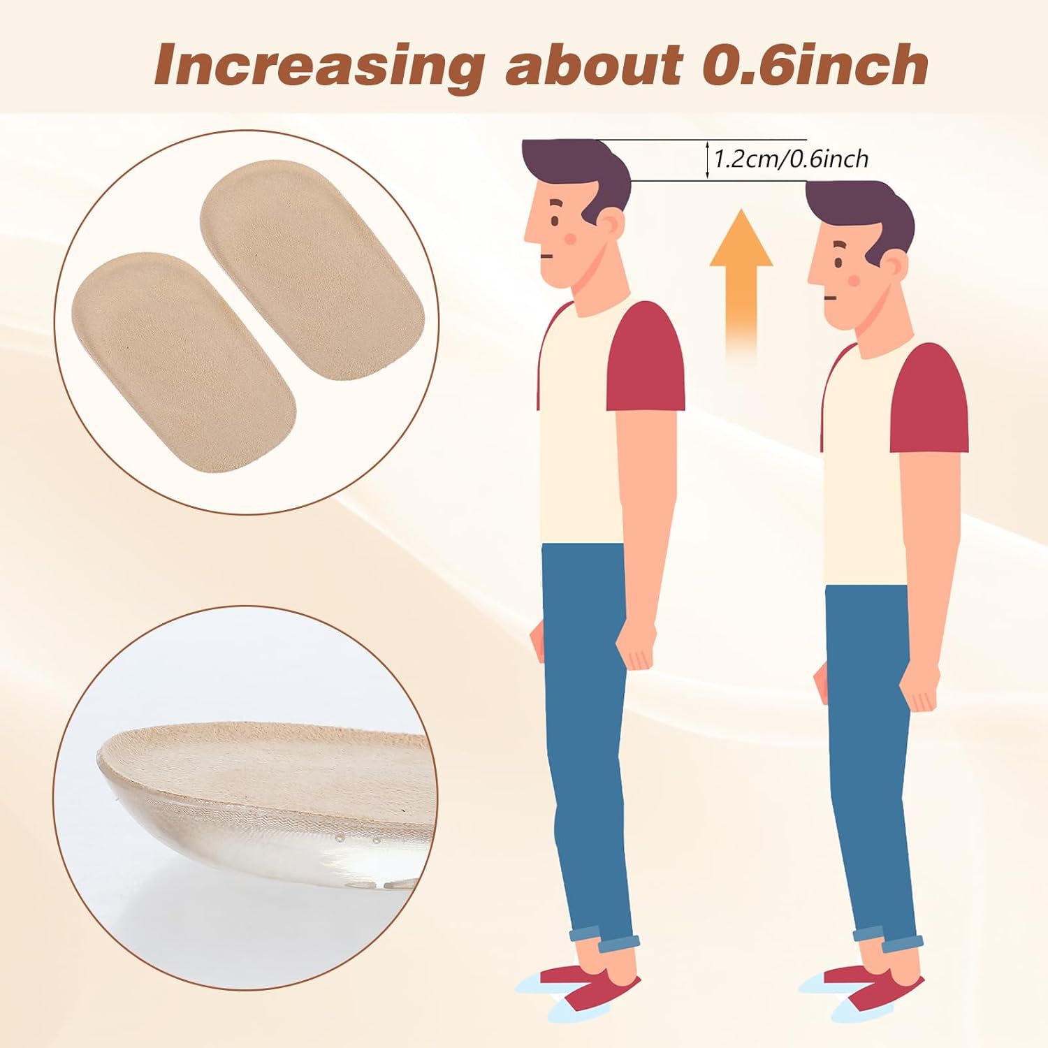 Heel Lifts, Gel Shoe Lifts for Uneven Legs 0.47 Inch Heel Lifts for Leg Length Discrepancy Soft Height Increase Insoles Shoe Lifts for Women Men, Comfort Half Foot Pads for Heel Pain