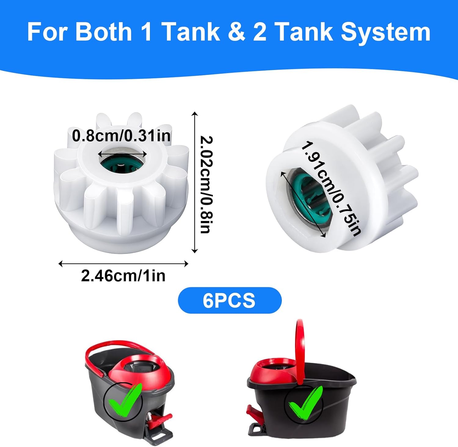 6Pcs Spin Mop Replacement Parts, Spin Mop Bucket Clutch Bearing Gear Replacement Compatible with Ocedar, One Way Bearing Bucket Gears Pedal Repair Replacement for Vileda and More Rotation Mop