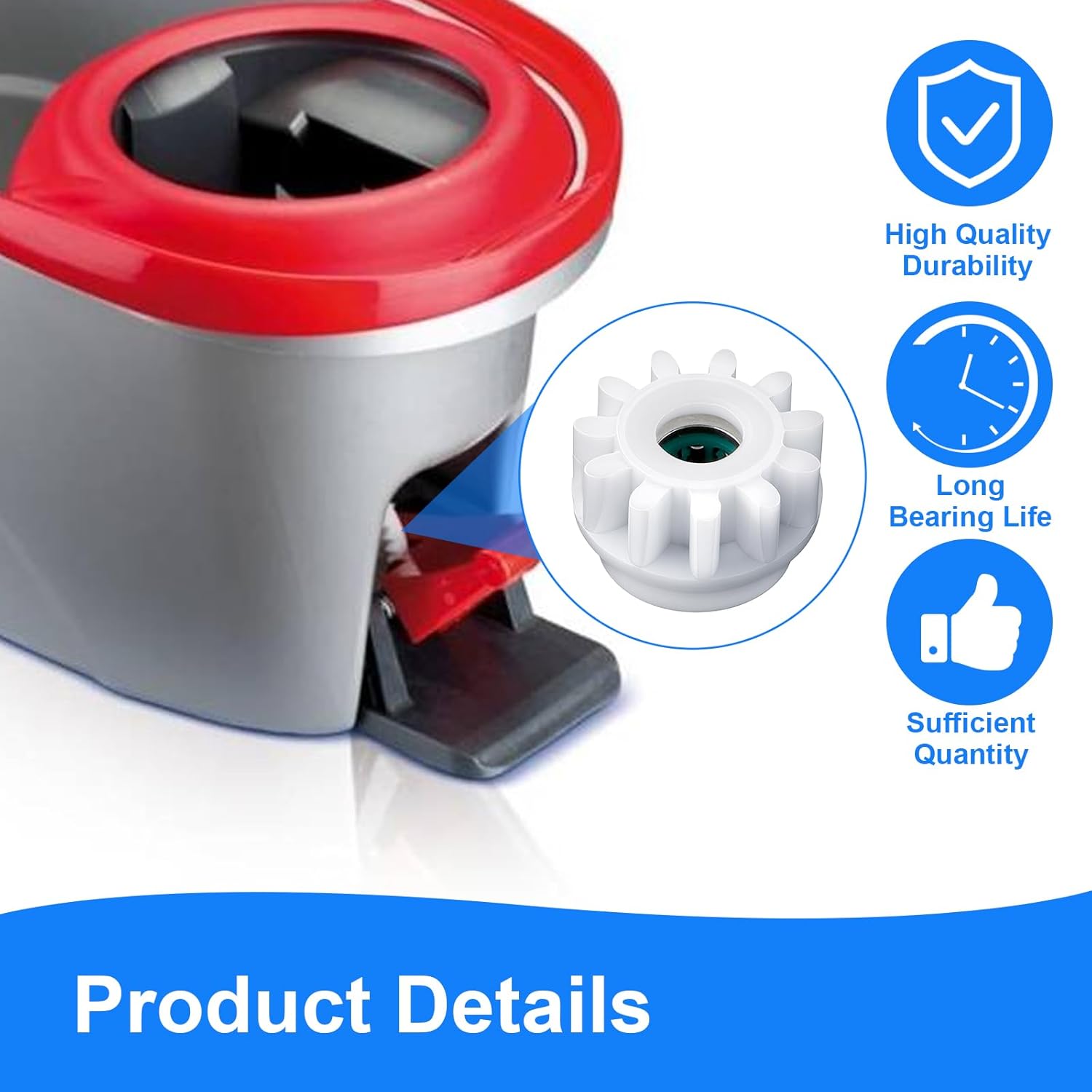 6Pcs Spin Mop Replacement Parts, Spin Mop Bucket Clutch Bearing Gear Replacement Compatible with Ocedar, One Way Bearing Bucket Gears Pedal Repair Replacement for Vileda and More Rotation Mop