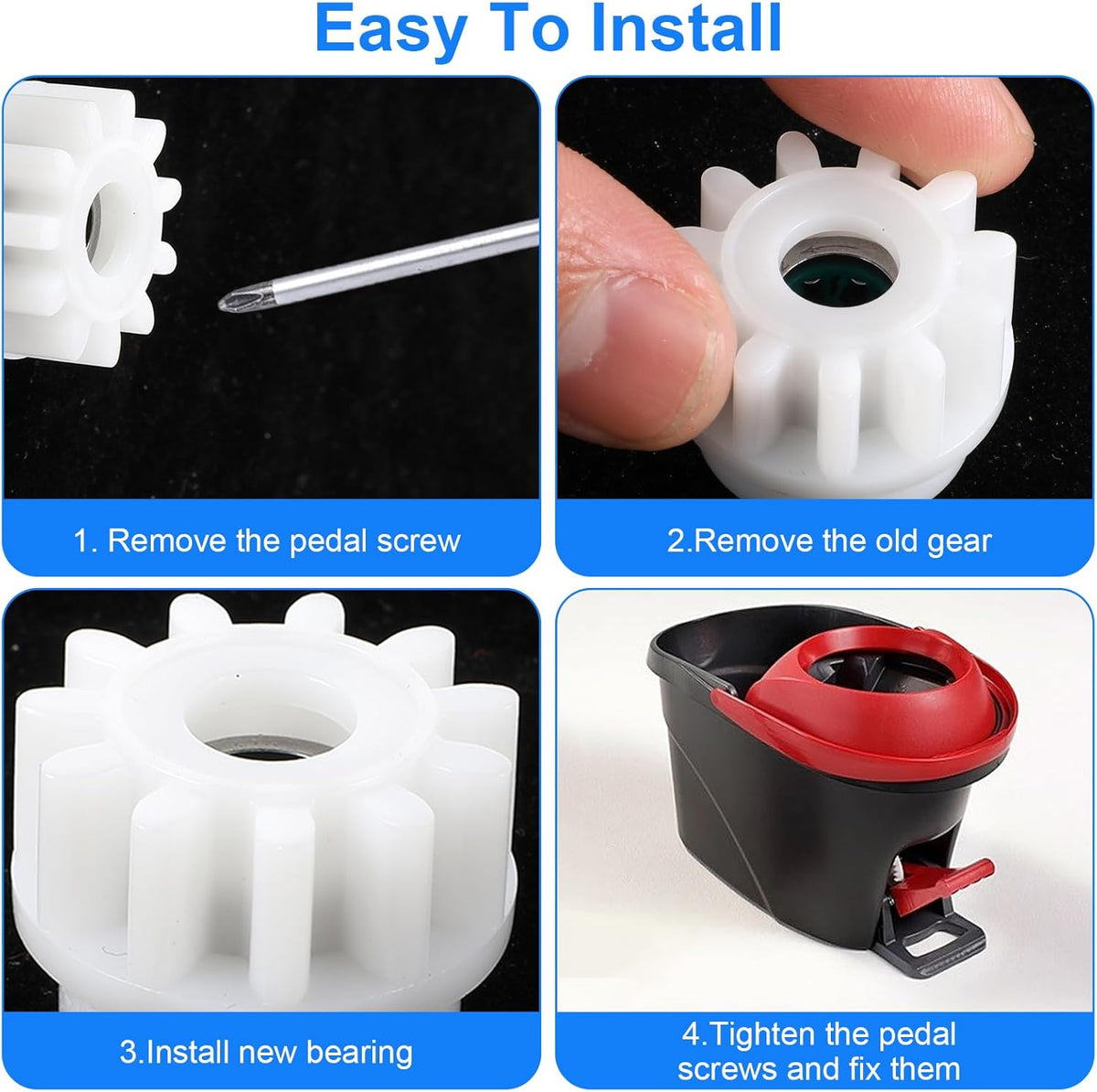 6Pcs Spin Mop Replacement Parts, Spin Mop Bucket Clutch Bearing Gear Replacement Compatible with Ocedar, One Way Bearing Bucket Gears Pedal Repair Replacement for Vileda and More Rotation Mop