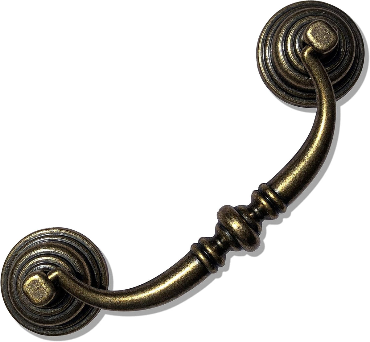 10 Pack  4.25"Hole Center Shabby Chic Drawer Pulls Handles Antique Bronze Kitchen Cabinet Drop Bail Pulls Handles (108mm/Antique Brozne)