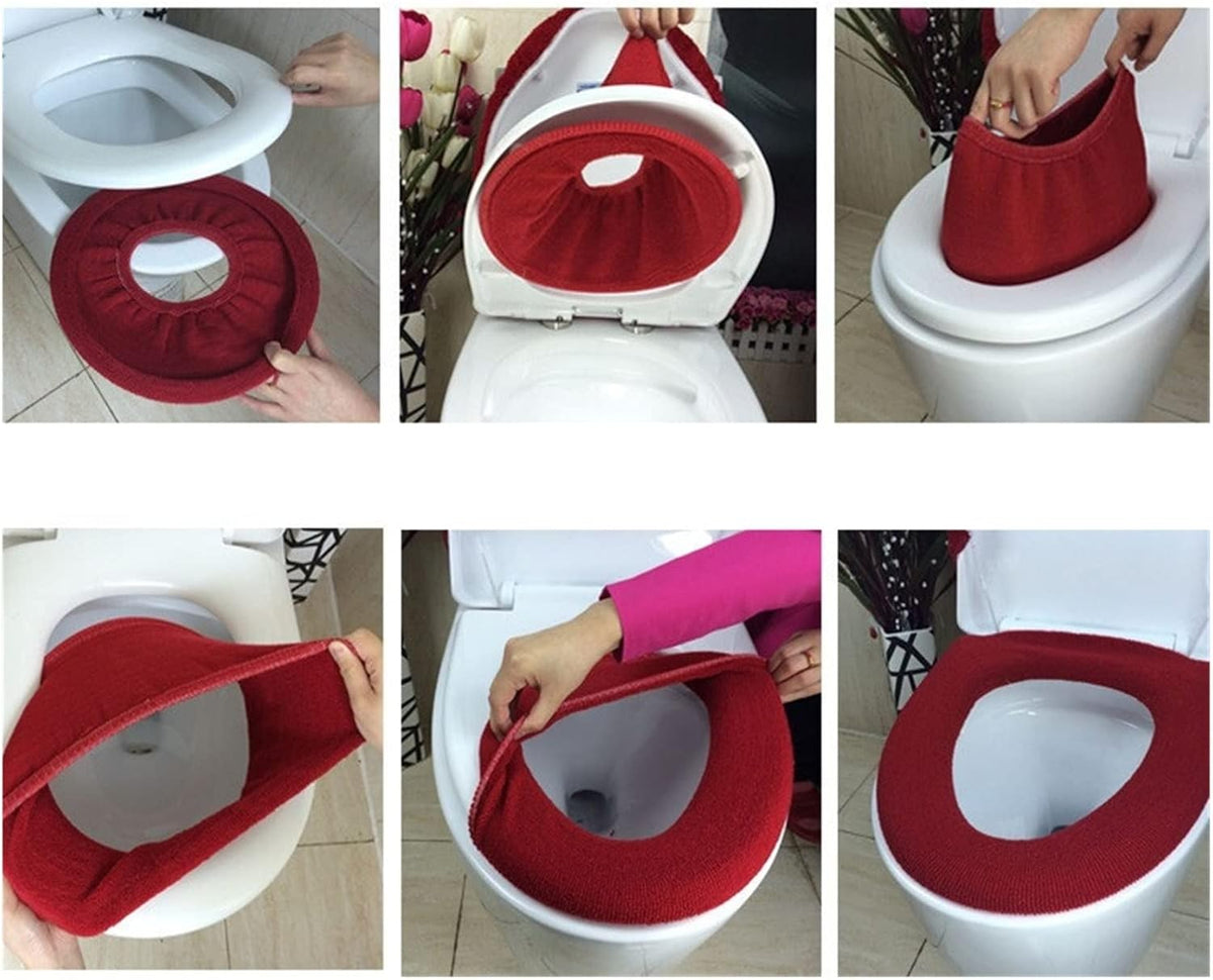 Bathroom Square Toilet Seat Cover Winter Washable Warmer Mat Toilet Cover Cushion Lid Pad Home Decor Toilet Seat Cover (Color : Black)