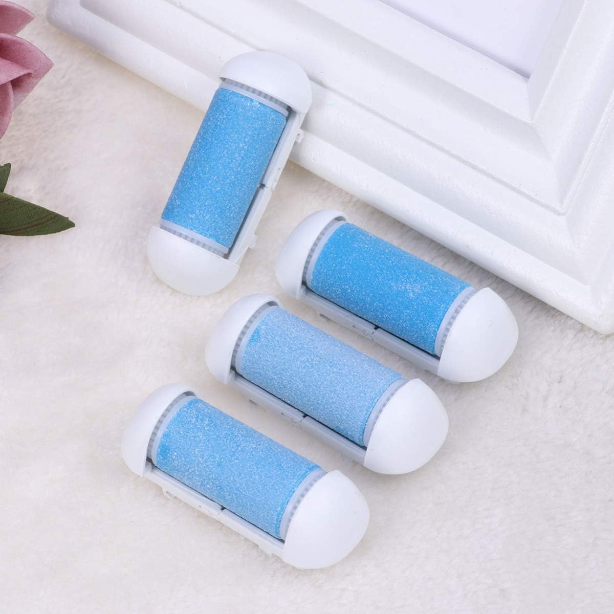 Electric Foot Remover 4pcs Replacement Roller Refill Head Pedicure Hard Skin Remover Rollers Electric Remover Accessories Foot File Foot Sander(Blue)