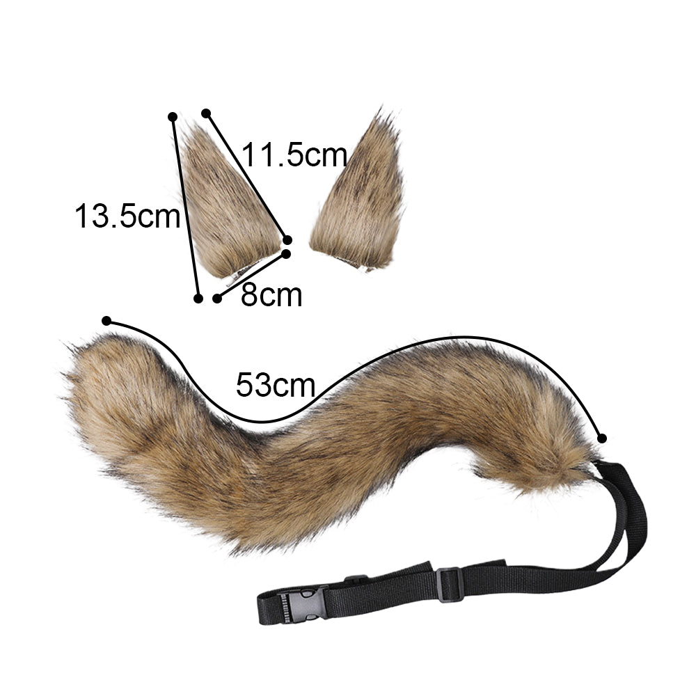 Faux Fur Cat Fox Wolf Fluffy Tail and Ears for Halloween