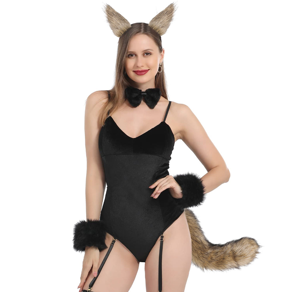 Faux Fur Cat Fox Wolf Fluffy Tail and Ears for Halloween