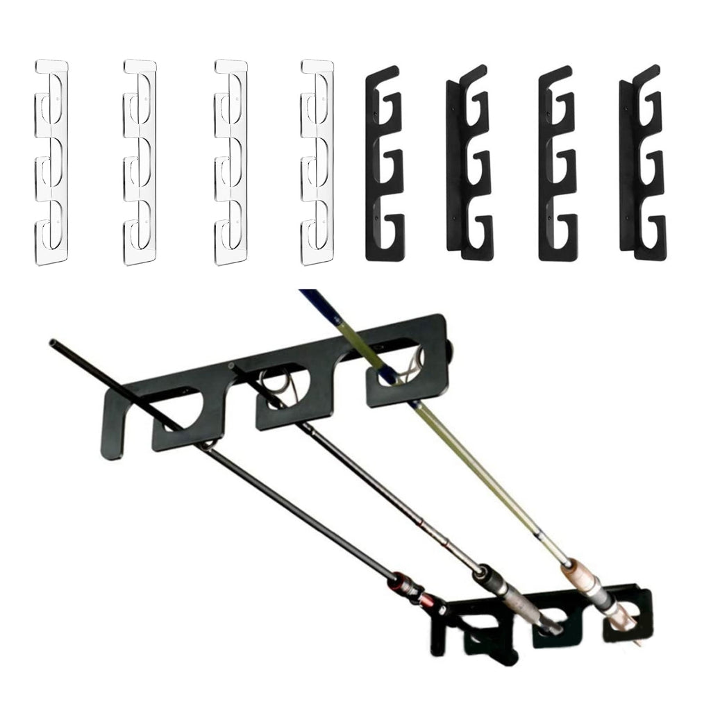 Fishing Rod Holders for Wall and Ceiling, Set of 6, 0.46 Size, Black, Garage Storage