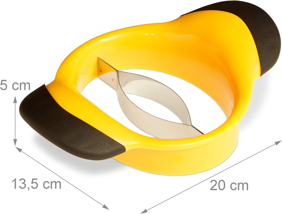 Mango Slicer with Stainless Steel Blade, Non-Slip Handle, Split and Core Mangoes, Black and Yellow