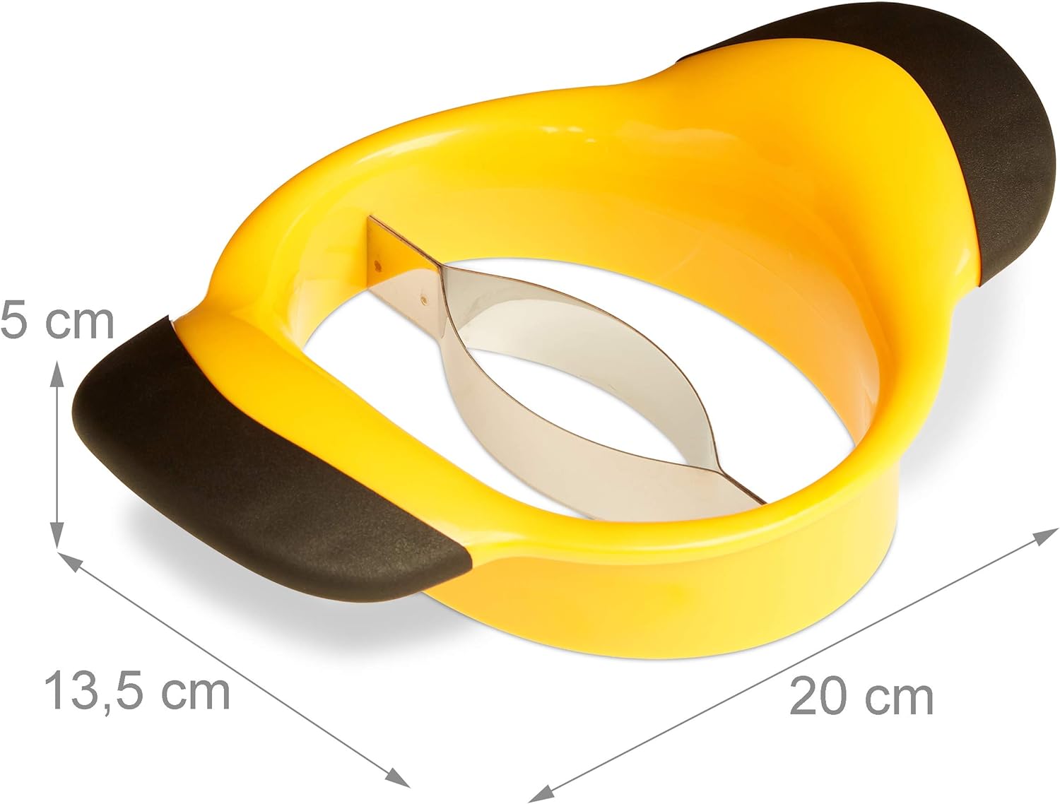 Mango Slicer with Stainless Steel Blade, Non-Slip Handle, Split and Core Mangoes, Black and Yellow