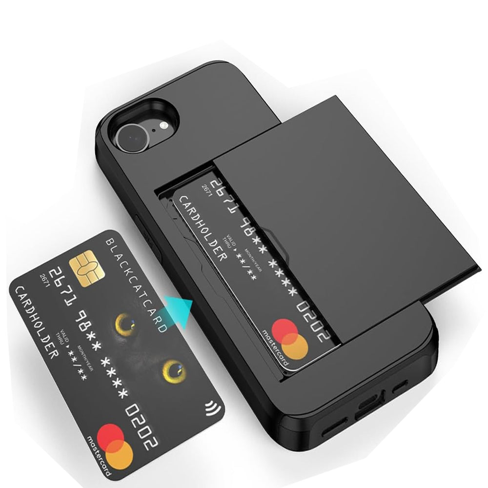 iPhone 16E Case with Card Holder Black | Compatible with iPhone 16E