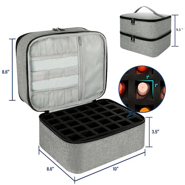 Nail Polish Storage Case with UV Light Gray Professional Organizer for Nail Kits