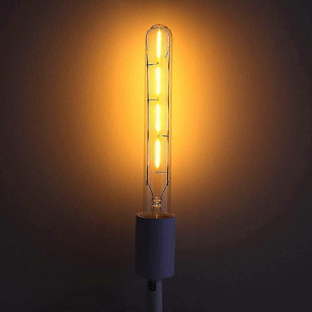 5-pack T225 Long Tube Bulbs, LED Edison Filament, 6W E27 Socket Warm White, Yellow Glass for Decorative Light Bulb, AC 220-240V—yux