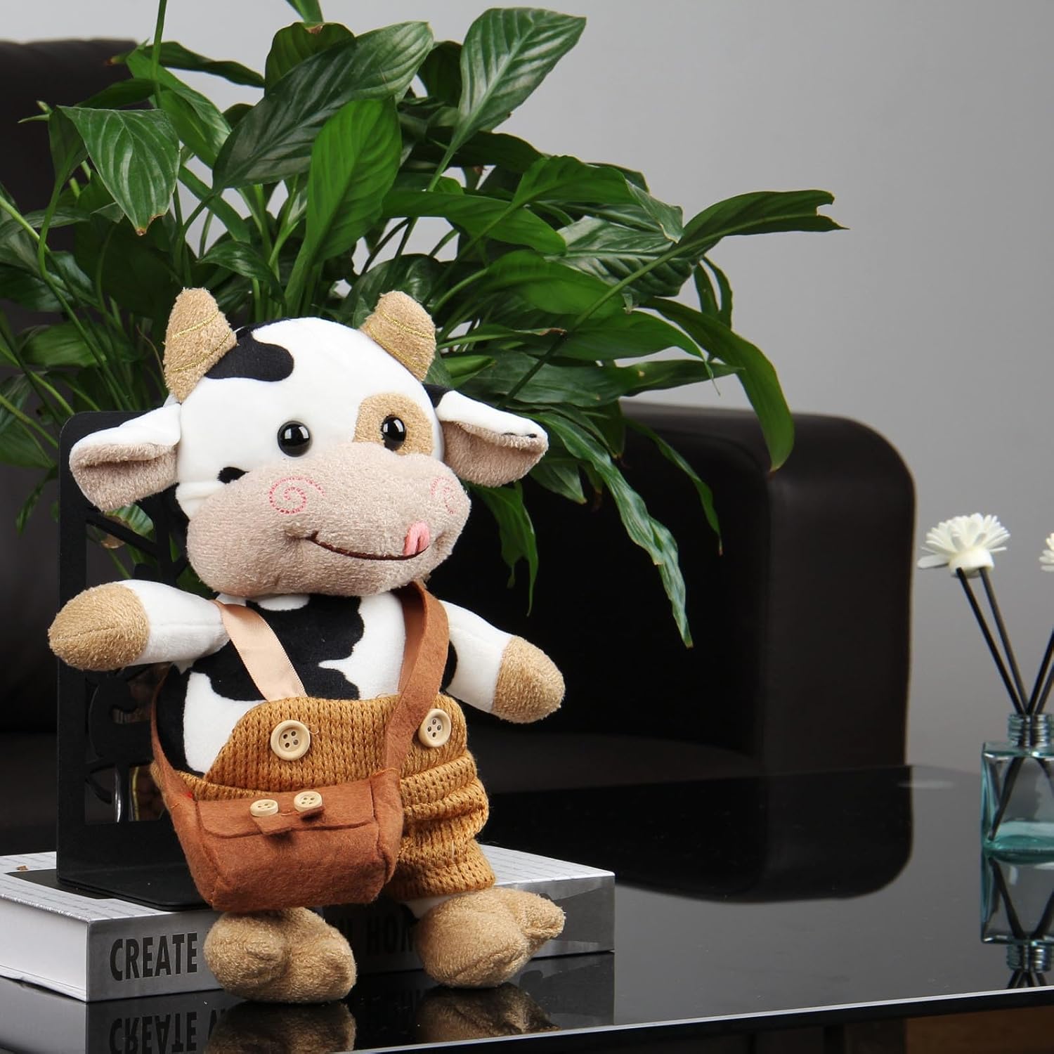 Brown Cow Plush Toy 30cm Soft Hug Pillow Compatible with Yux