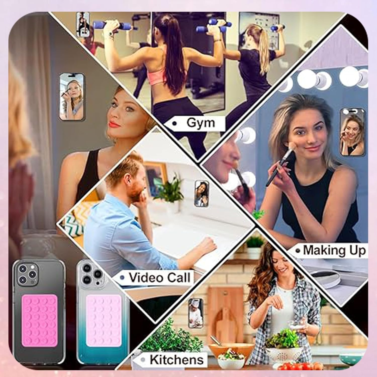 5pcs Silicone Suction Cup Phone Case Mount for Walls, Non-Slip Sticky Plate Compatible with Most Phones