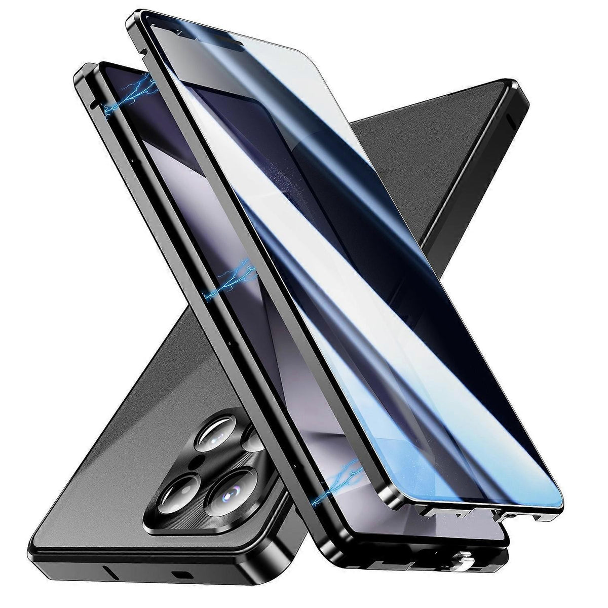 Samsung Galaxy S25 Ultra Case Anti-Spy Dual-Sided Tempered Glass Magnetic Phone Case by WELLNGS Black
