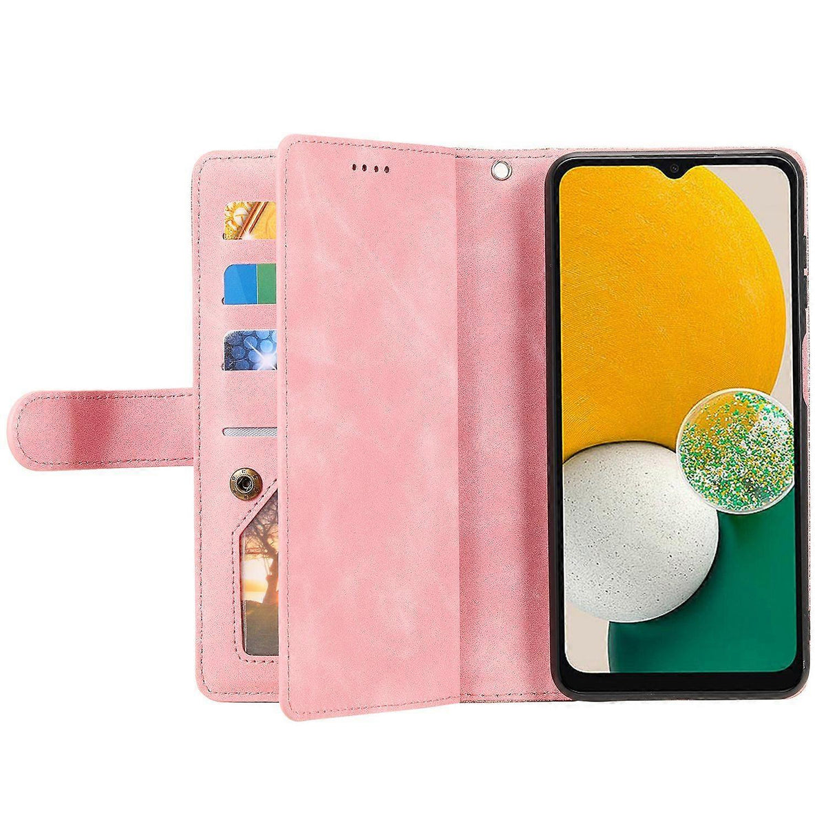 Compatible with Samsung Galaxy S25 Case Compatible PU Leather Zipper Wallet Phone Case with 9 Card Slots