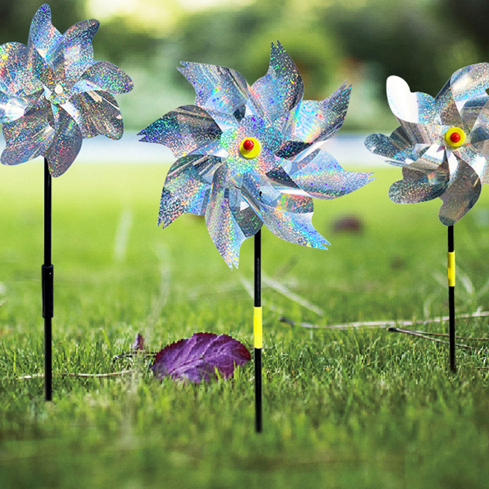 Reflective Scarecrow Wind Spinner Silver 2-pack