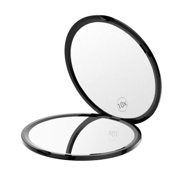 10x Magnification Compact Double-Sided Mirror - Black