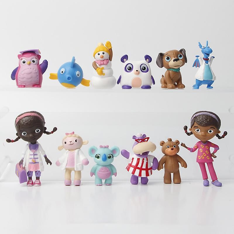 Doc McStuffins Toys 12pcs Set Figures with Lambie Hallie Chilly Dolls Compatible with Disney