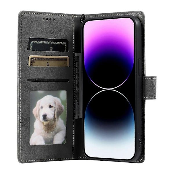 Compatible with iPhone 14 Pro Case Leather Wallet Embossed Totem Skin Feel Phone Cover