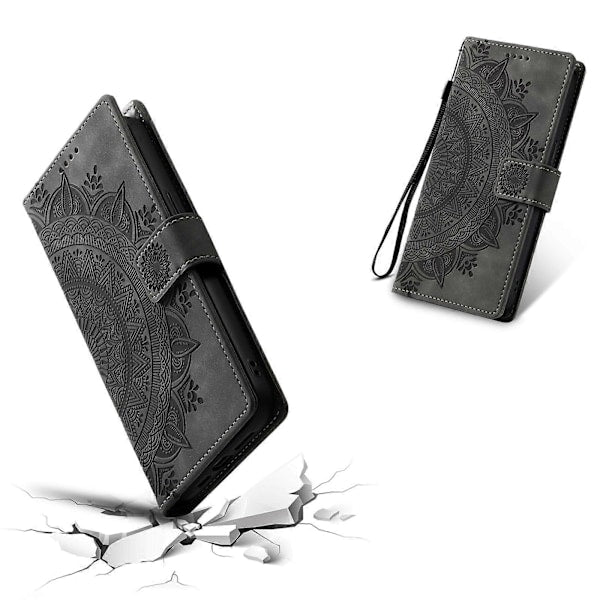 Compatible with iPhone 14 Pro Case Leather Wallet Embossed Totem Skin Feel Phone Cover
