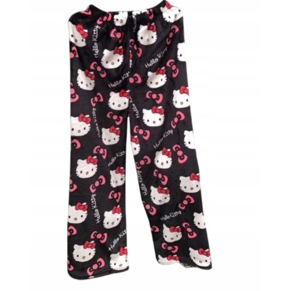 HelloKitty Flannel Pajamas for Women, Plush Thick Insulation, Compatible with HelloKitty, Black Pink, Size M
