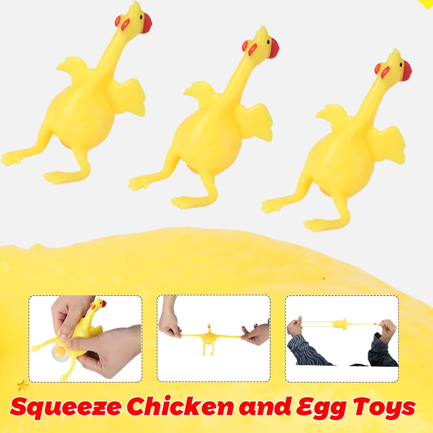 Stress Relief Squeeze Toy Laying Hen Ventilation Chicken Keychain, Trick Yux Compatible