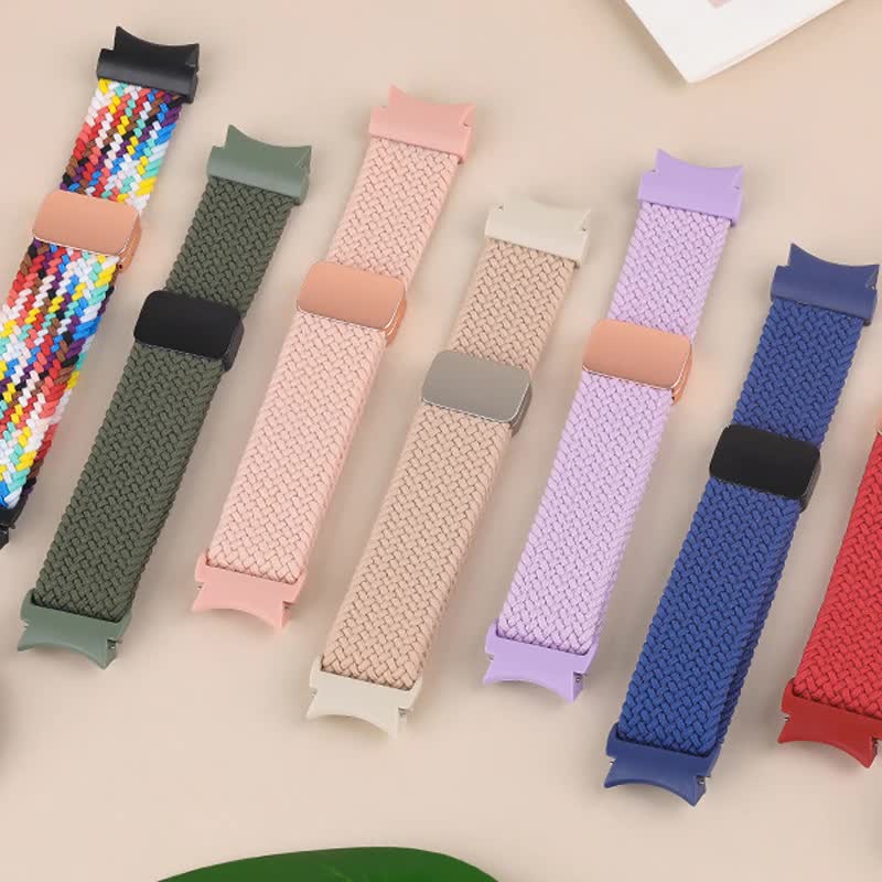 Compatible withSamsung Galaxy Watch 6 5 4 Classic Pro Magnetic Braided Strap 40mm 43mm 44mm 45mm 47mm Space Gray Band