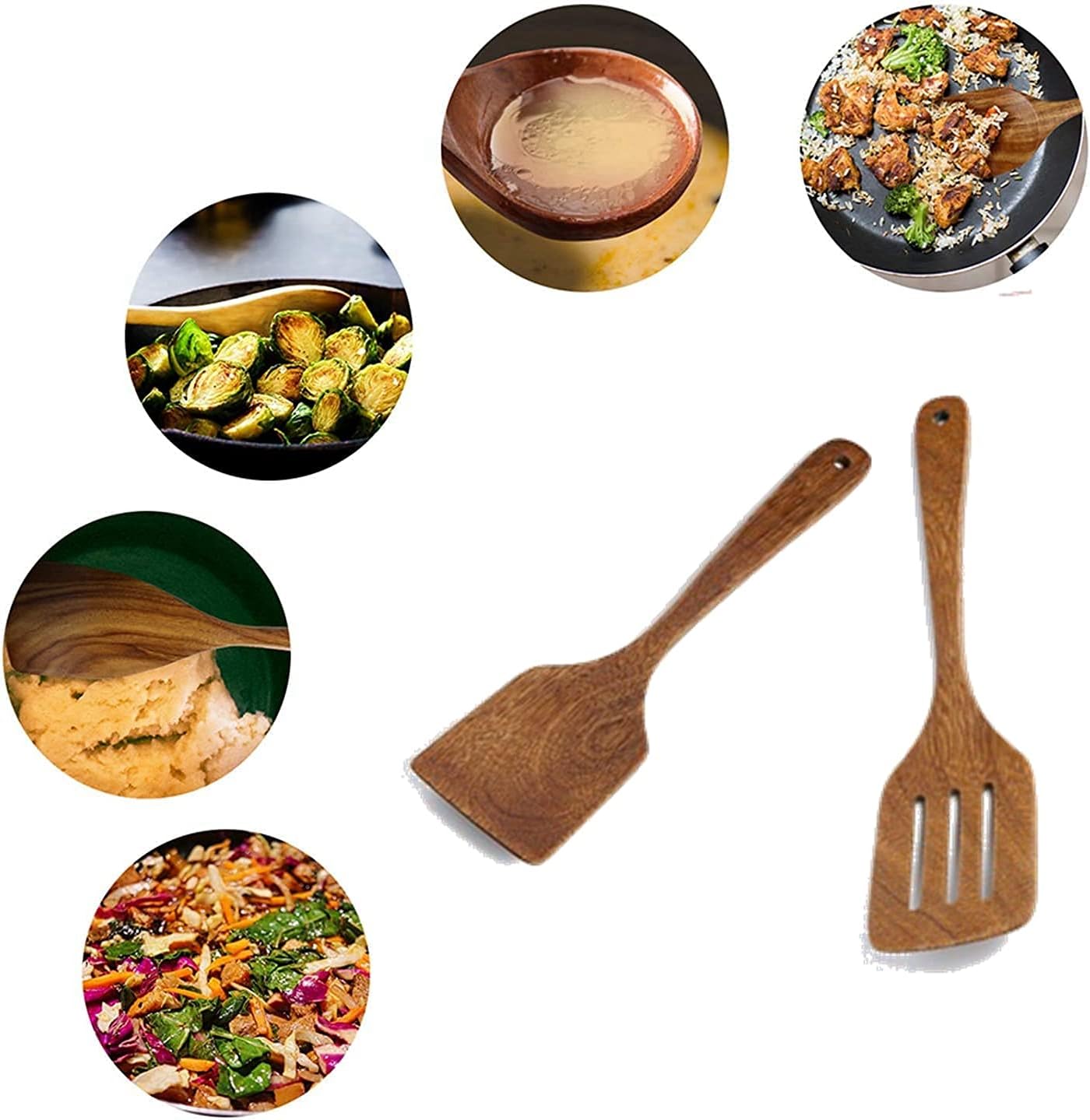 Wooden Spatulas Set of 2 30cm Cooking Utensils