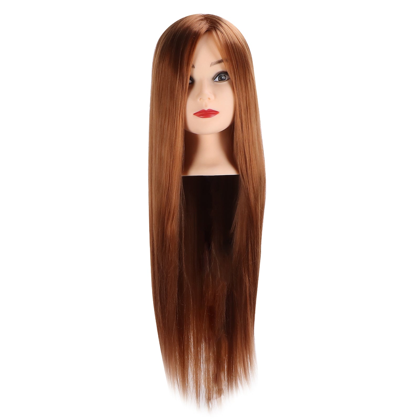 Hairdressing Mannequin Head Light Brown Hair Braid Styling Training Doll Head (with Makeup)
