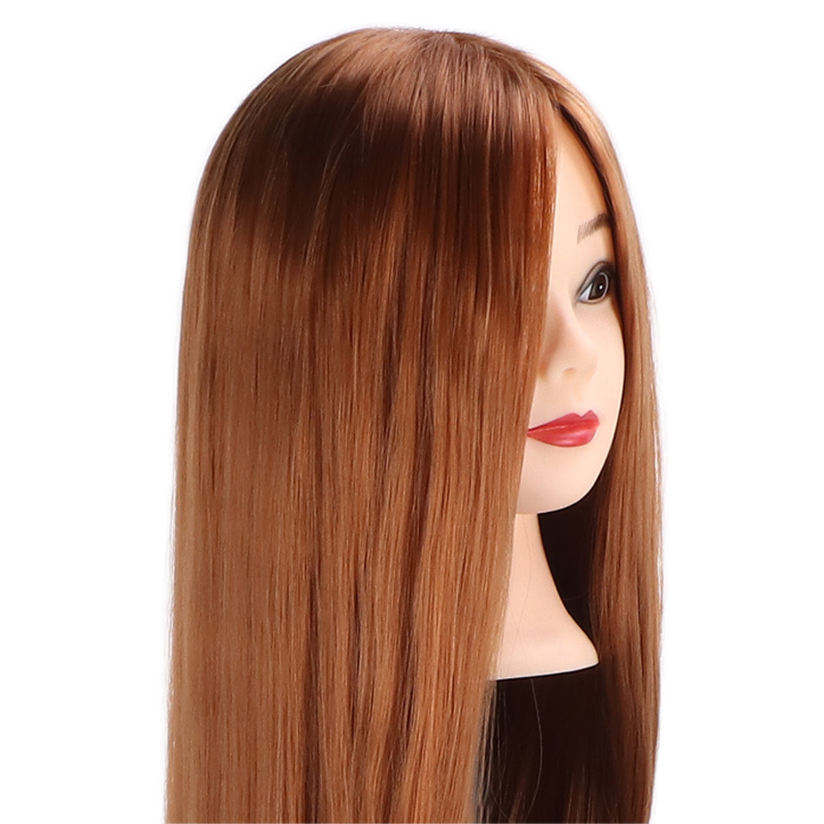 Hairdressing Mannequin Head Light Brown Hair Braid Styling Training Doll Head (with Makeup)