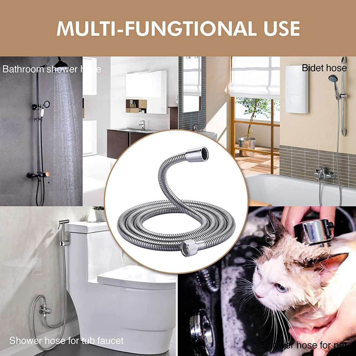 Shower hose Stainless steel 2.5 meters