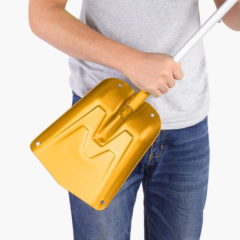 Snow Shovel with Comfortable Handle Telescopic Extension Fine Texture Outdoor Gold