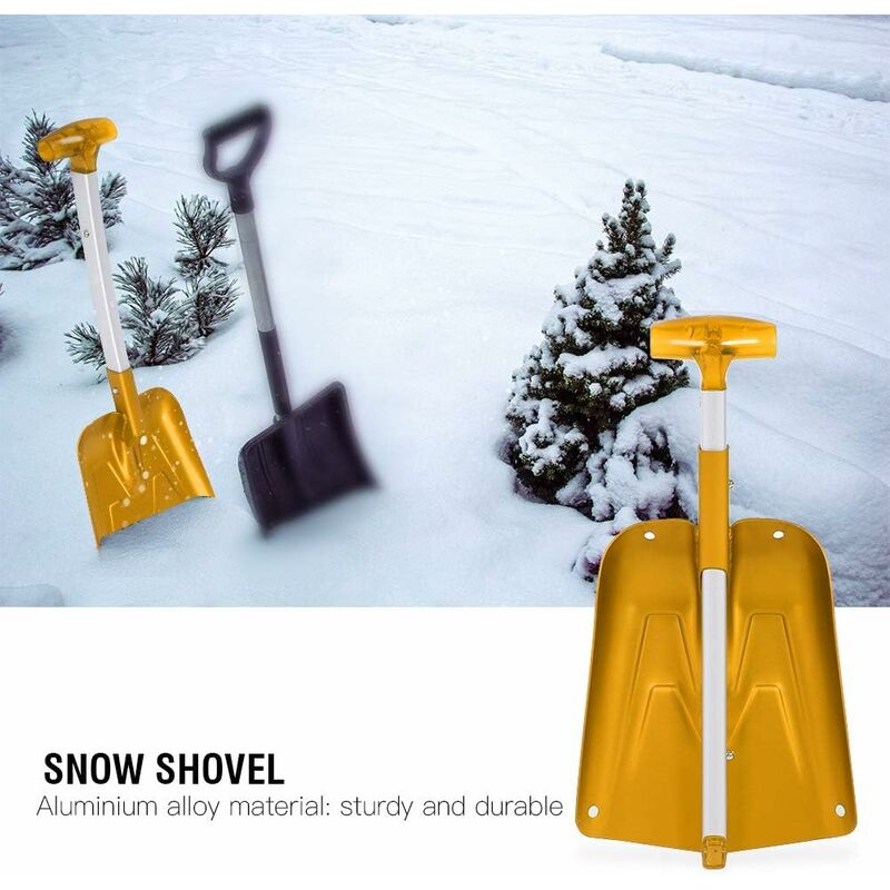 Snow Shovel with Comfortable Handle Telescopic Extension Fine Texture Outdoor Gold