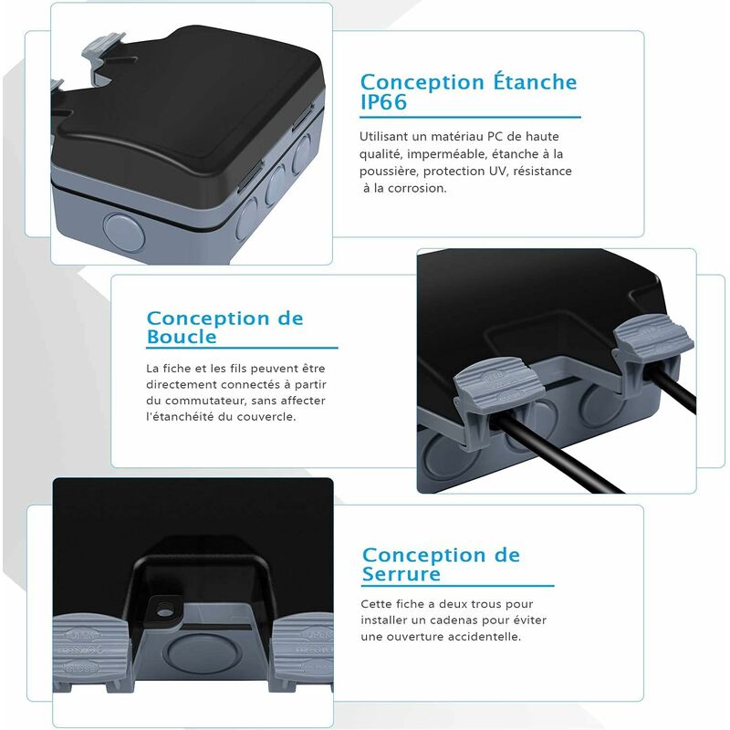 Outdoor IP66 Waterproof Double Power Socket 16A